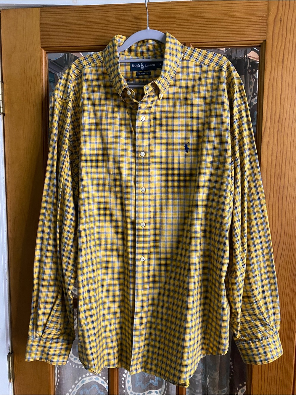 Ralph Lauren Yellow and Blue Plaid Button-Down Shirt - Size XL pre-owned